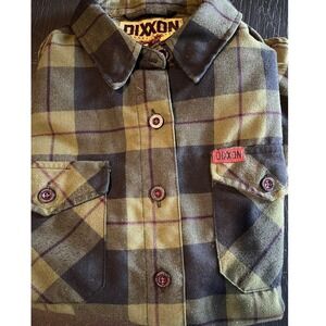 Dixxon‎ Flannel Olive Black Plaid Button Up Shirt Casual Workwear